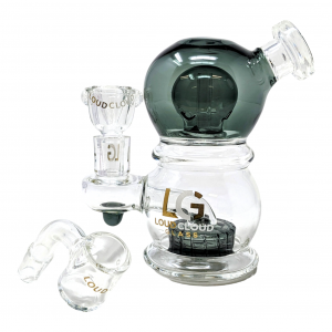 6" Loud Cloud Glass Double Ball W/ Perc Water Pipe W/ Banger - [SE-103]